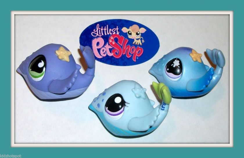 LPS WHALE FAMILY~#824 644 1675 BLUE PURPLE SHIMMER~Littlest Pet Shop 