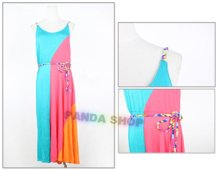    colored Rock Show Women Sundress Braces Maxi Long Dress Flamboyant