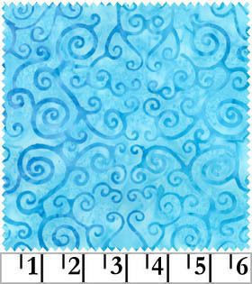 JAVA BATIKS TOO Aqua Scroll Galaxy Quilt Fabric by 1/2 yd  