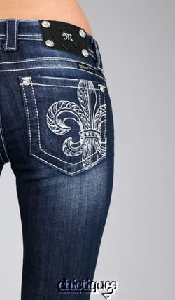 Miss Me Jeans Embossed Shadow Swirl Fleur de Lis Sz 27  