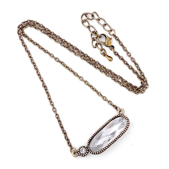 Fashion Rhinestone Ancient Bronze Oval Alloy Necklace  