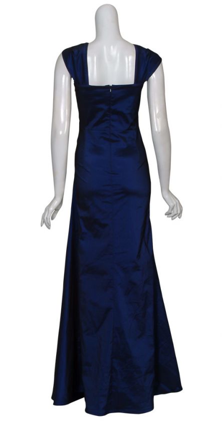 TADASHI SHOJI Ruched Midnight Blue Eve Gown Dress 8 NEW  