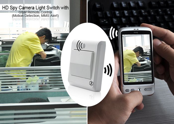 HD Spy Camera Light Switch with GSM Remote Control (Motion Detection 