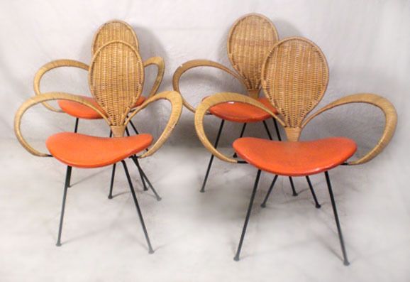 1960s Vintage Iron Dining Chairs w/ Rushing Back 0049*.  