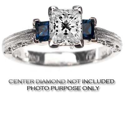 45CT E VS2 DIAMOND & PRINCESS BLUE SAPPHIRE SEMI MOUNT  