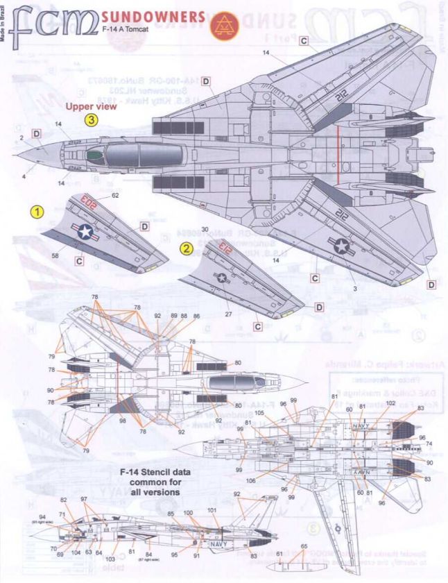 FCM Decals 1/72 F 14 TOMCAT SUNDOWNERS VF 111 #1  