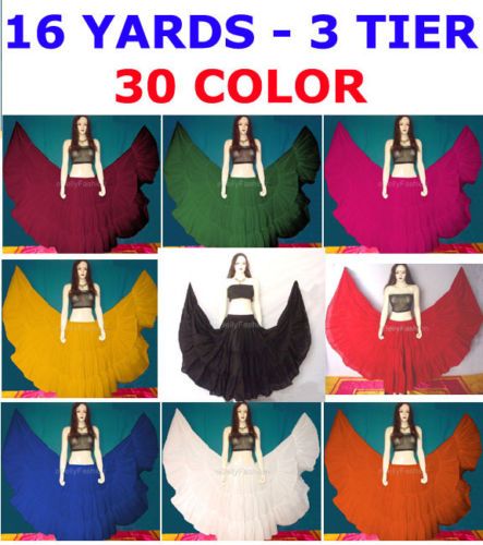 NEW 30COLOR Cotton Gypsy Skirt 3Tier 16Yard Belly Dance  