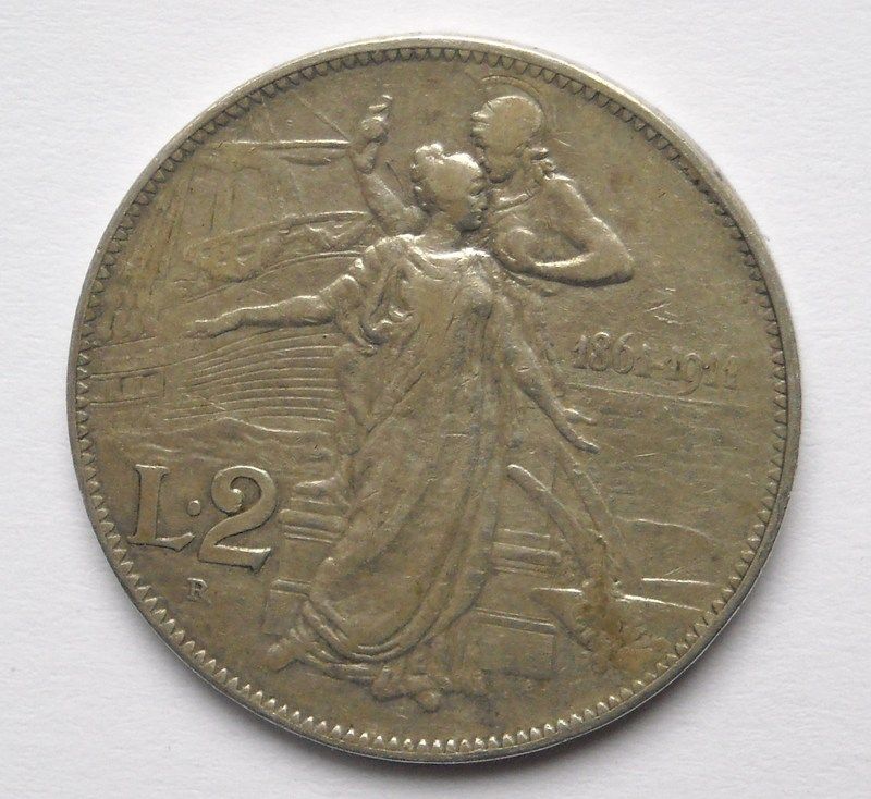   ANNIVERSARY OF THE KINGDOM UNITED  1861 1911  SILVER COIN VF VF+