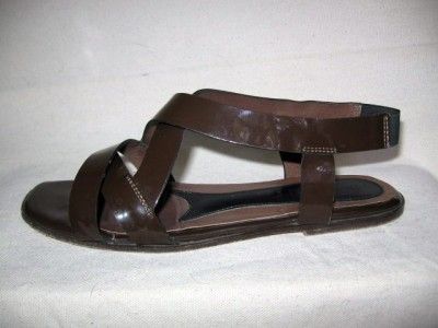 MARNI Coffee Brown Patent Strappy Sandals Sz 37/ 7 US  