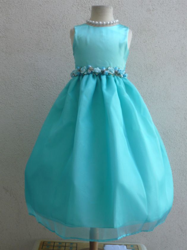 EASTER RECITAL POOL BLUE FLOWER GIRL DRESS 2 6 8 10 12  