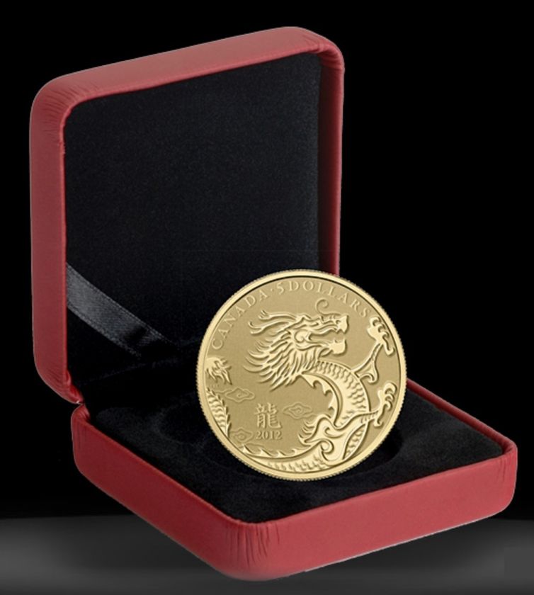 CANADA 2012 YEAR of the DRAGON $5 GOLD (.9999 Fine) 1/10th Oz. COIN 