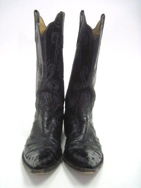 RIOS OF MERCEDES Mens Black Ostrich Western Cowboy Boots 7  