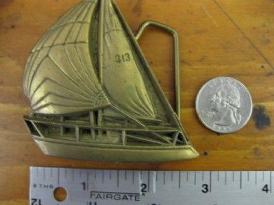 VINTAGE SAILING YACHT RACING BRASS BELT BUCKLE BARON  