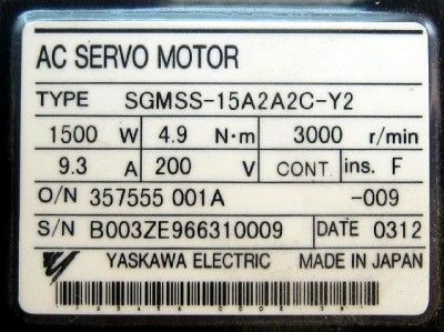 Yaskawa SGMSS 15A2A2C Y2 Servo Motor w/Warranty  