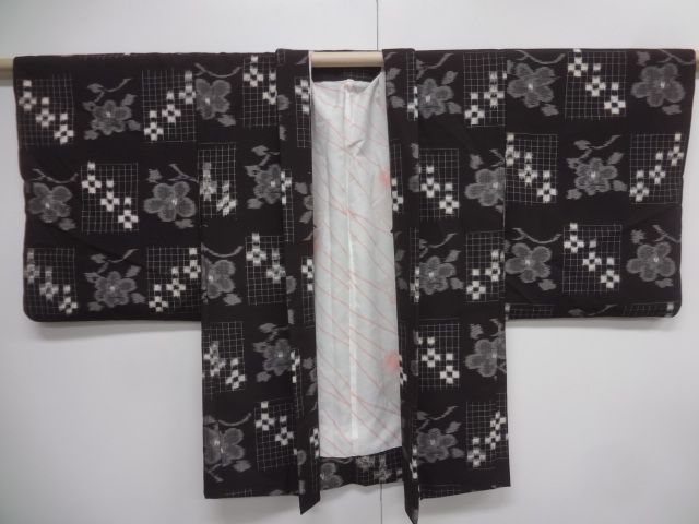 7107# Japanese KIMONO WOOL / HAORI / WOVEN FLOWER  