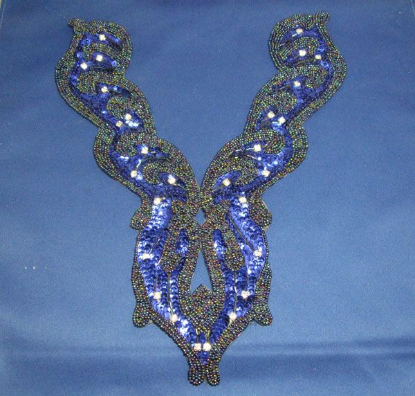 BLUE NECKLINE BODICE SEQUIN BEADED APPLIQUE 2199  