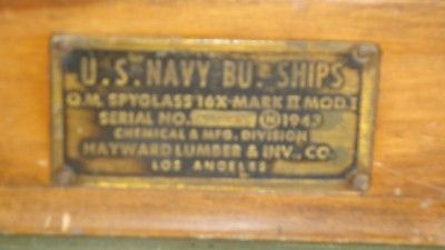 WW11 US Navy Spyglass~Quartermaster Mark 1 Bu. Ships, 1942 USS 