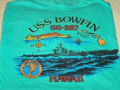 USS BOWFIN SS 287 Submarine   HAWAII   Vintage T Shirt  