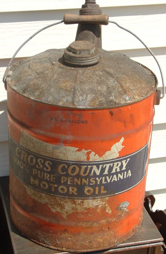 rare CROSS COUNTRY MOTOR OIL  Roebuck 5 Gallon Can 2of2  