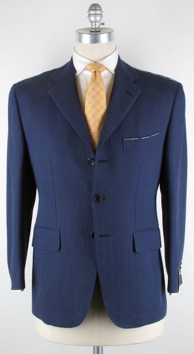 New $3600 Borrelli Navy Blue Suit 44/54  