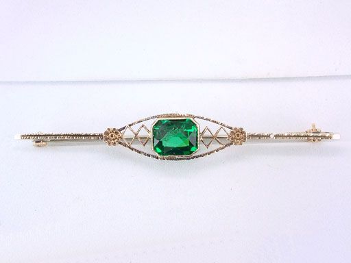 Antique Victorian Emerald 2.00ct Yellow Gold Pin Brooch Jewelry  