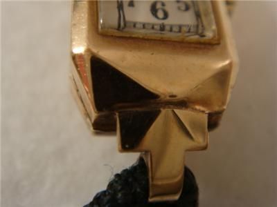 Antique 9K Gold Art Deco Wrtistwatch GS 375 Omega Mark *Rare* (Non 