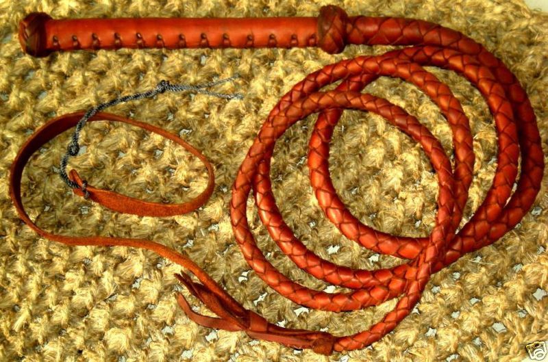   Long 4 Plait BULLWHIP Ausse Redhide Style BULLWHIPS BULL WHIP WHIPS