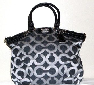 NWT  Coach Madison Op Art Metallic Outline Lindsey Satchel Bag 