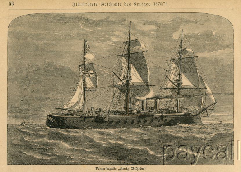   Print Engraving Franco Prussian 1870 War Panzerfregatte Koenig Wilhelm