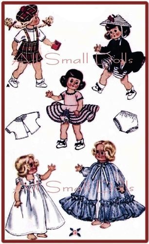 Vintage Doll Clothing Pattern for 8 Dolls ~ No. 1  