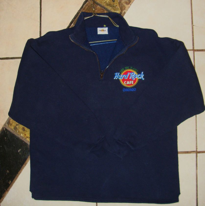 VINTAGE HARD ROCK CAFE ( CHICAGO ) SWEATSHIRT 1/4 ZIP JACKET SMALL 