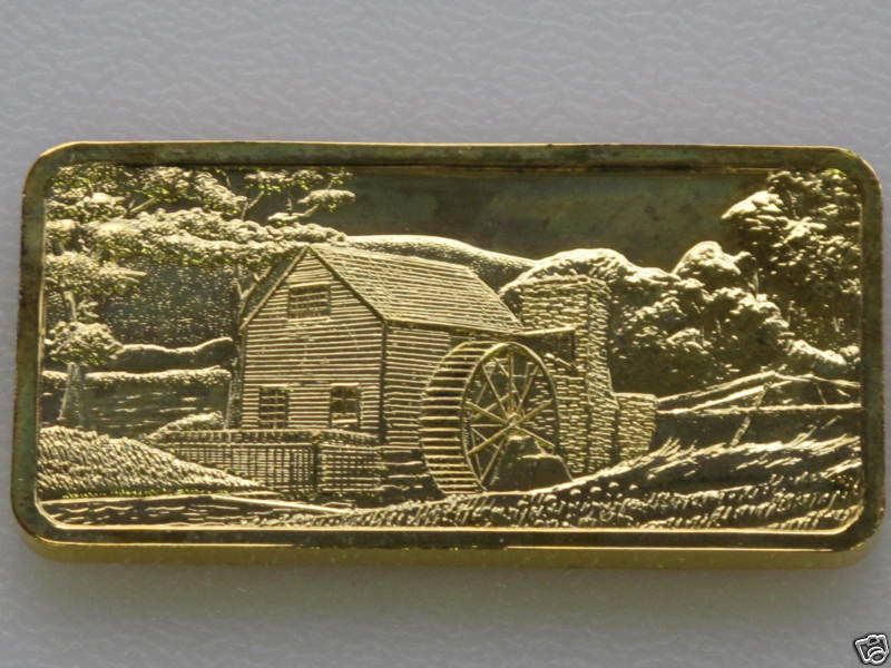 SPRING MILL GOLD PLATED SILVER ART BAR T8112  