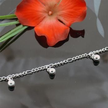 ADJUST 8.5 10.5 SILVER EP DANGLING BALLS FIGARO ANKLET ANKLE 