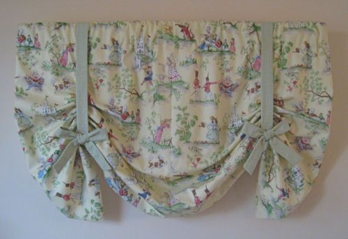 OVER THE MOON TOILE BABY NURSERY TIE UP WINDOW VALANCE  