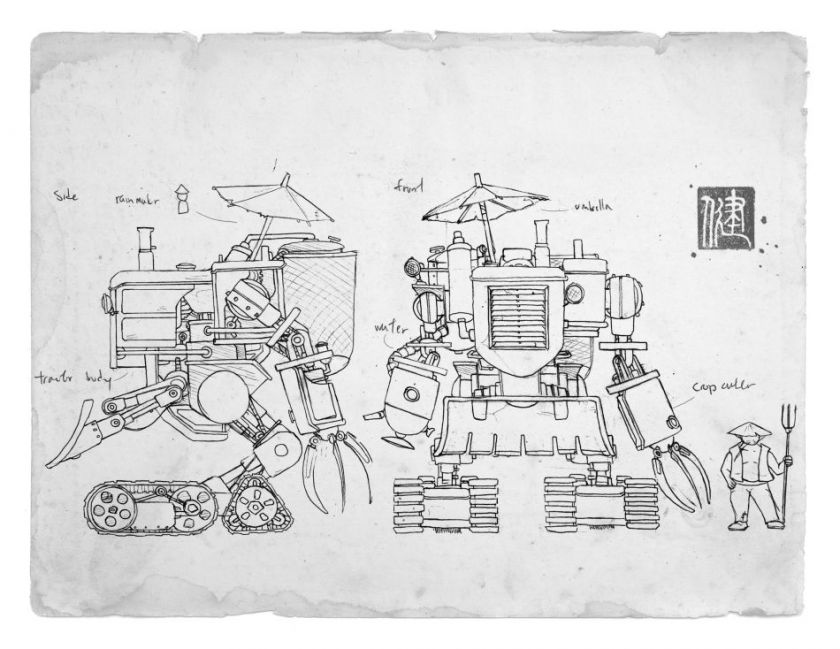 Harvester Chinese Steampunk Print by James Ng  