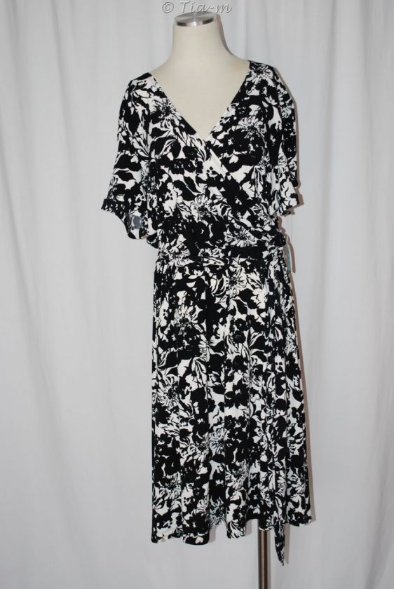   & WHITE BELTED WRAP CAREER STRETCH DRESS WOMEN SZ 2X NWT $54  