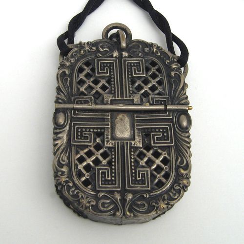 Rare Antique Silver Filigree Vinaigrette Locket Pendant  