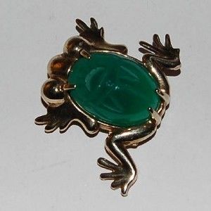   Onyx Scarab Glyptic Sterling Vermeil Frog Pin by KAREN LYNNE  