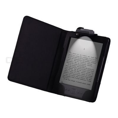  Kindle 4 4TH 4 Gen LED Light Lighted Leather Case Cover Black 