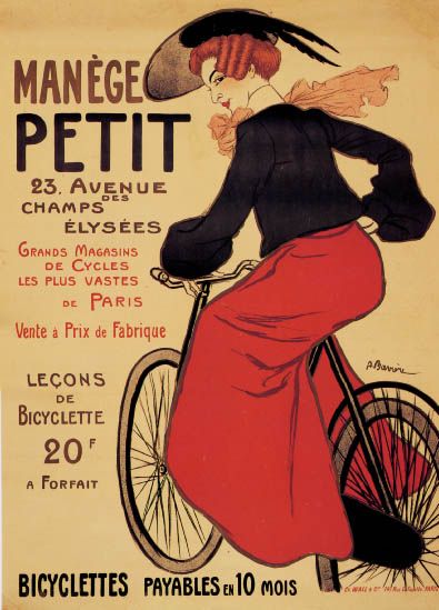 FRENCH ELYSEES BICYCLE BIKE GIRL MANEGE PETIT PARIS VINTAGE POSTER 