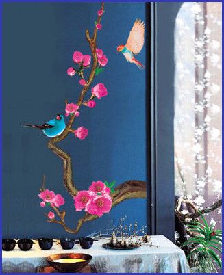    paper decals stickers stick art graphic japanese apricot bird flower