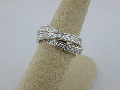 Cartier 18k White Gold Diamond Trinity Ring, Signed Cartier  