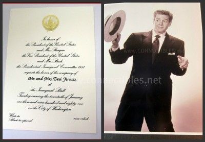 DESI ARNAZ Pres RONALD REAGAN 1981 Inaugural Ball Invitation + Photo 