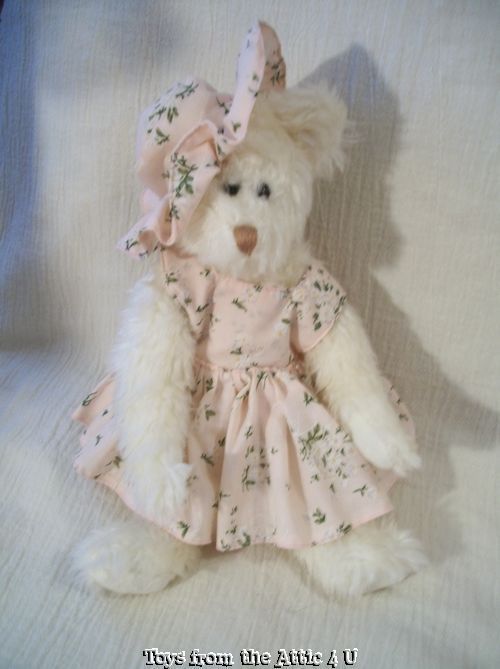   TREASURES WHITE BEAR NOLA DRESS & HAT 1993 2ND GEN TUSH RARE  