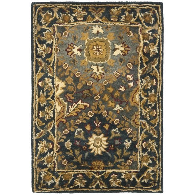 Hand tufted Antique Blue Wool Carpet Area Rug 2 x 3  