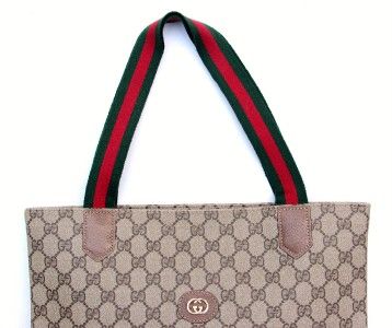 AUTHENTIC GUCCI GG MONOGRAM BROWN HANDBAG TOTE SHOPPER SHOULDER BAG 