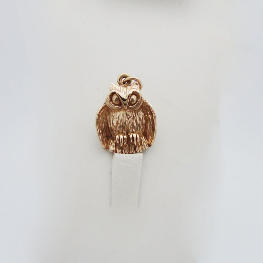 RARE JAMES AVERY 14K YELLOW GOLD OWL PENDANT  