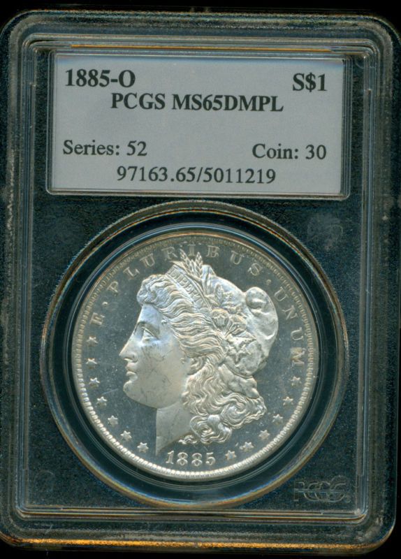 1885 O MORGAN SILVER DOLLAR PCGS MS65DMPL   AWESOME  