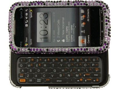   Diamond Protective Case Purple and Black Leopard For HTC Touch Pro 2