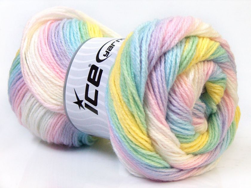 Lot of 4 x 100gr Skeins ICE MAGIC BABY Hand Knitting Yarn Pastel 